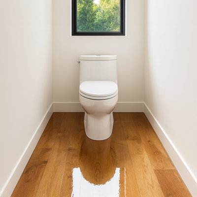 Houten toiletvloer met epoxy gieten