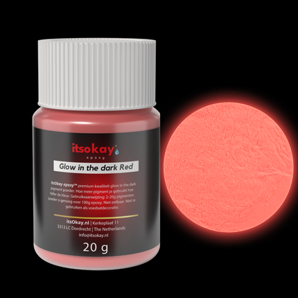 glow in the dark epoxy kleurpigment lichtgevend rood