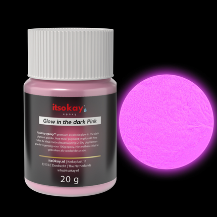glow in the dark epoxy kleurpigment lichtgevend roze