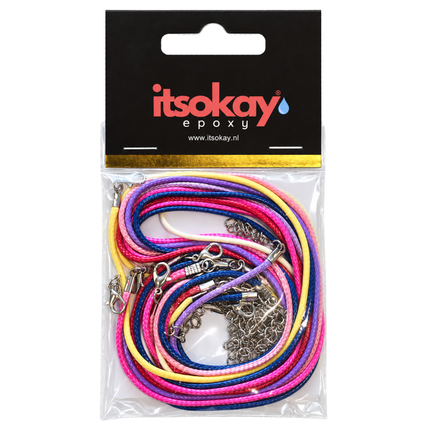 Halsketting Waxkoord 10 stuks - Zilveren Sluiting (46cm) - itsokay