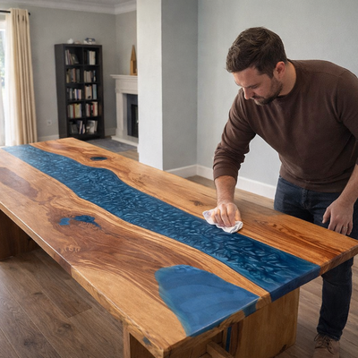 Hoe epoxy tafel onderhouden?