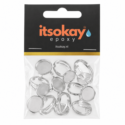 Ringen voor cabochons of epoxy - 12mm (10 st.) - itsokay