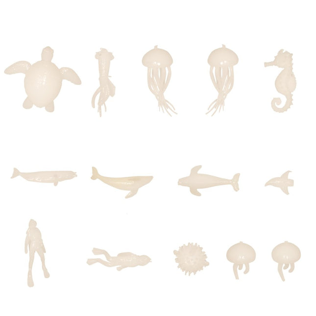 3D Miniatuur decoratie zeedieren (dolfijn, kwal, vis etc 14 stuks) - #itsokay#