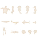 3D Miniatuur decoratie zeedieren (dolfijn, kwal, vis etc 14 stuks) -