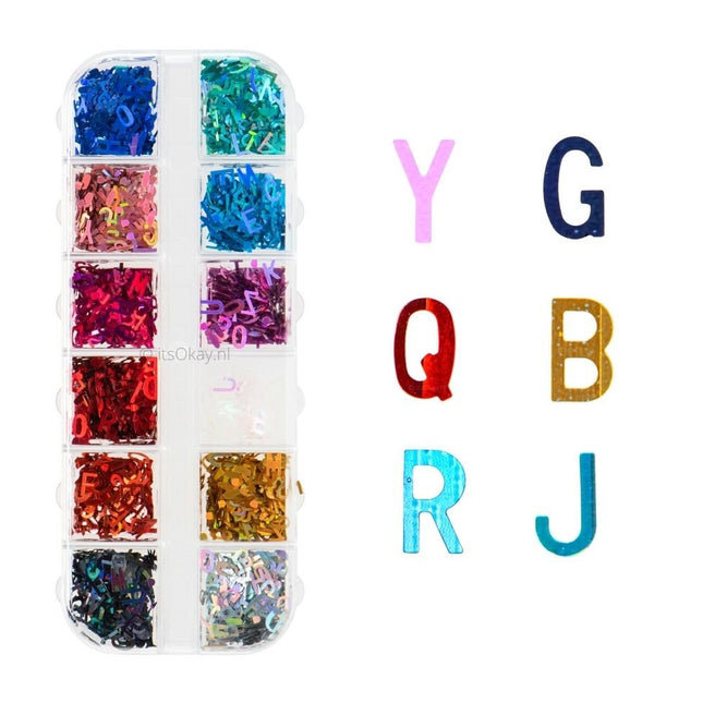 Doosje Kleurrijke Letters voor Epoxyhars (12 kleuren) - #itsokay#