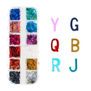 Doosje Kleurrijke Letters voor Epoxyhars (12 kleuren) -