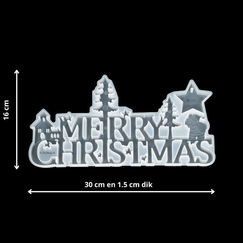 Siliconen Mal 'Merry Christmas / Vrolijk Kerstfeest' -