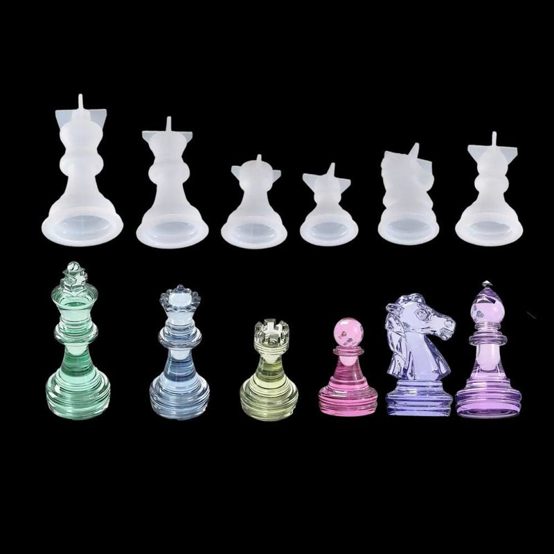 Siliconen mallen voor schaakstukken (6-delige set) -